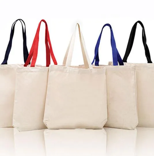 100% Cotton Canvas Tote Bags with Color Handles - TG244