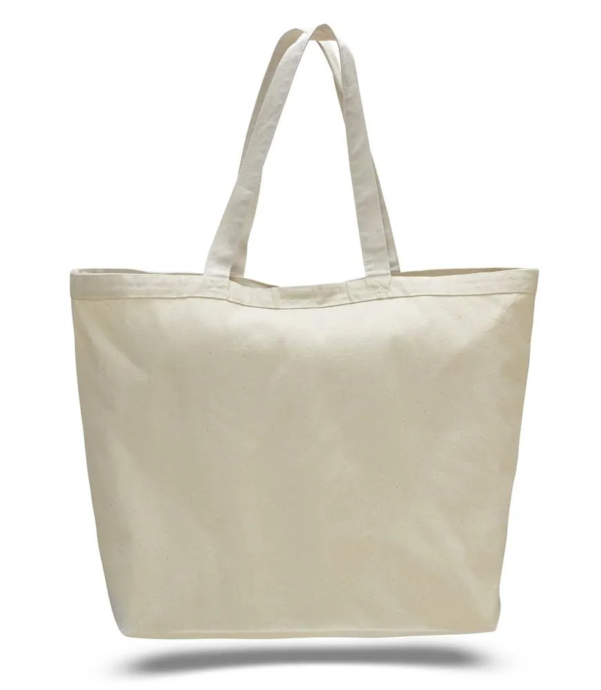 12 ct Extra-Large Heavy Canvas Tote Bags with Hook and Loop Closure - By Dozen