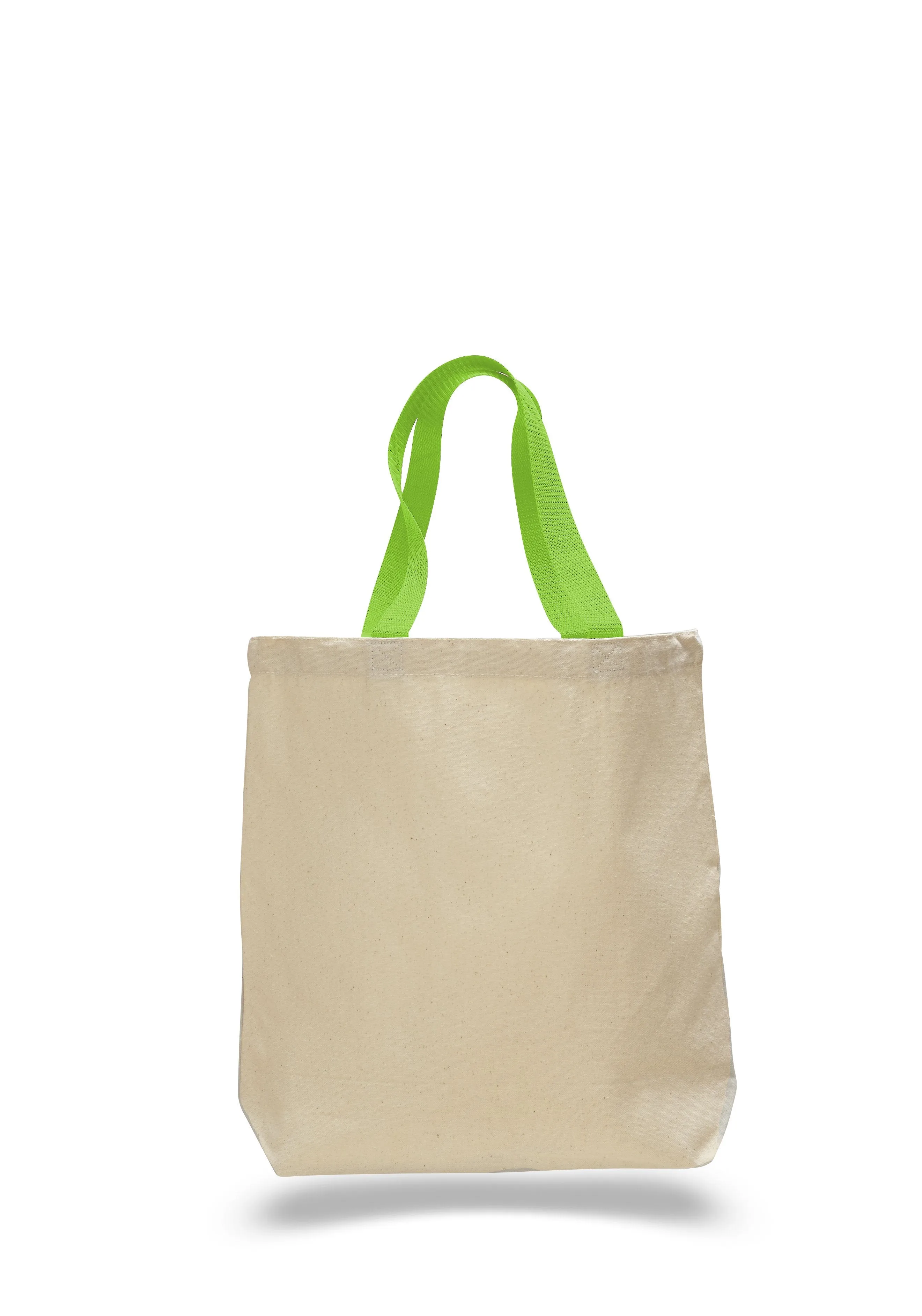 144 ct 100% Cotton Canvas Tote Bags with Color Handles - By Case