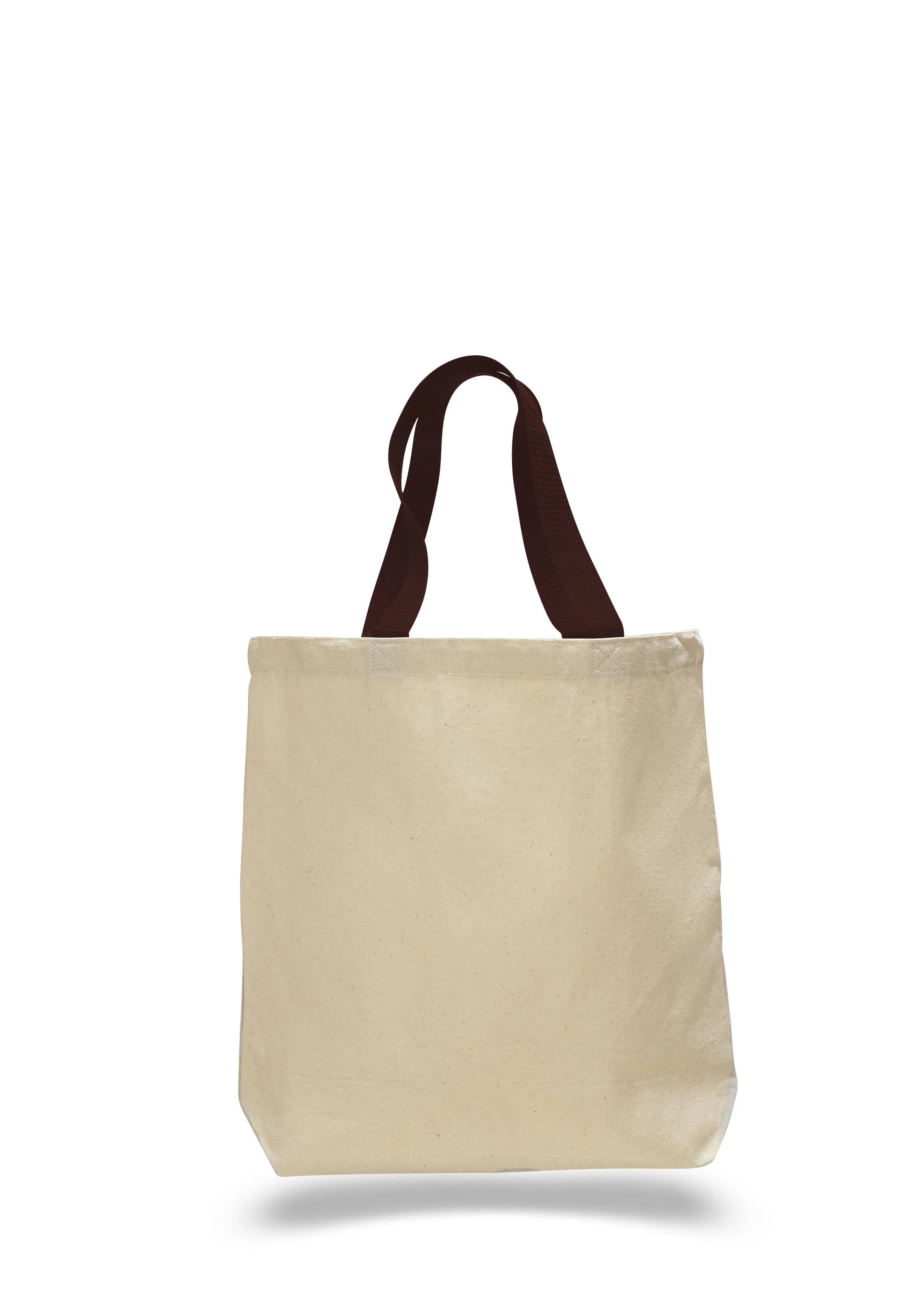 144 ct 100% Cotton Canvas Tote Bags with Color Handles - By Case