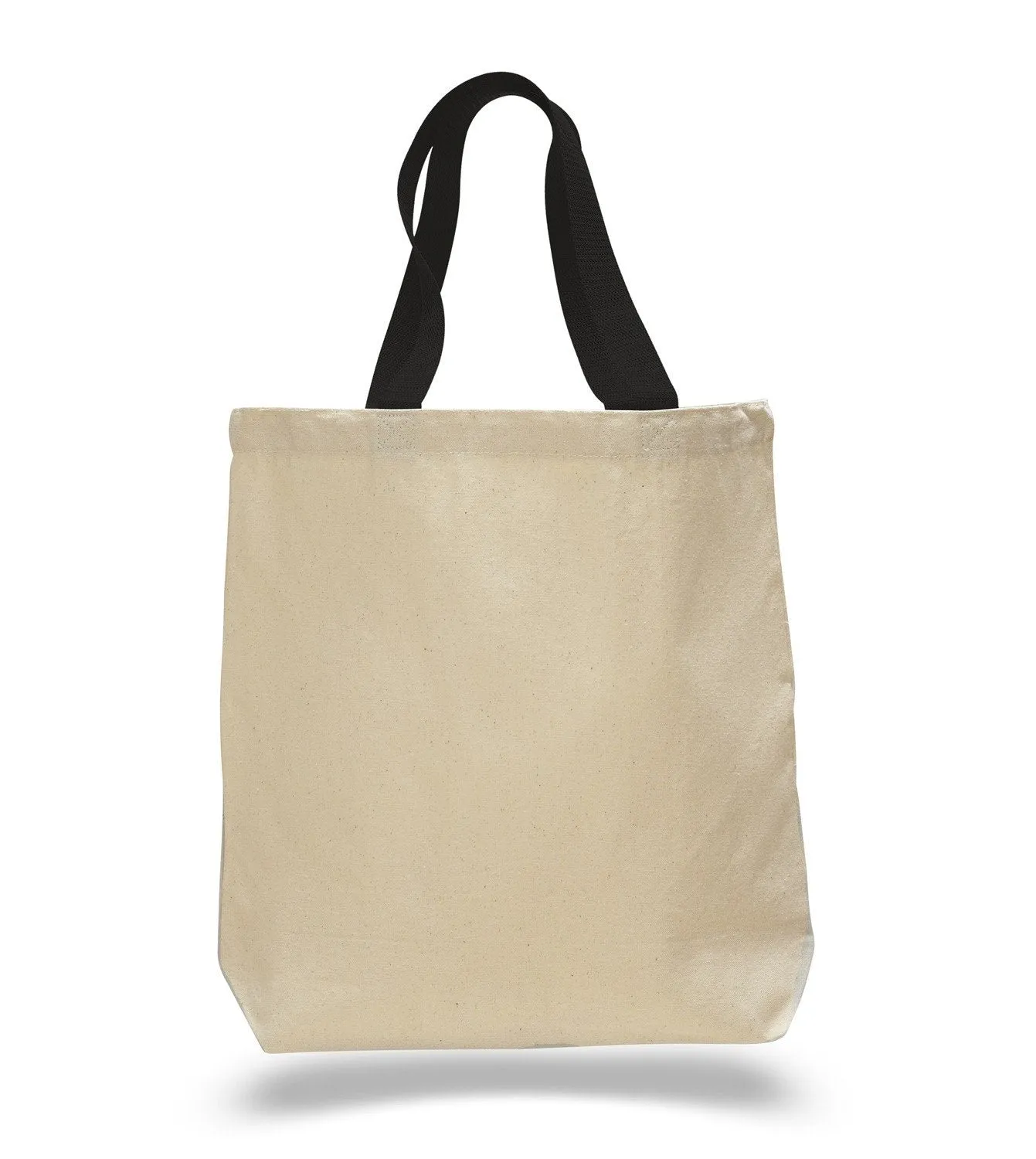 144 ct 100% Cotton Canvas Tote Bags with Color Handles - By Case