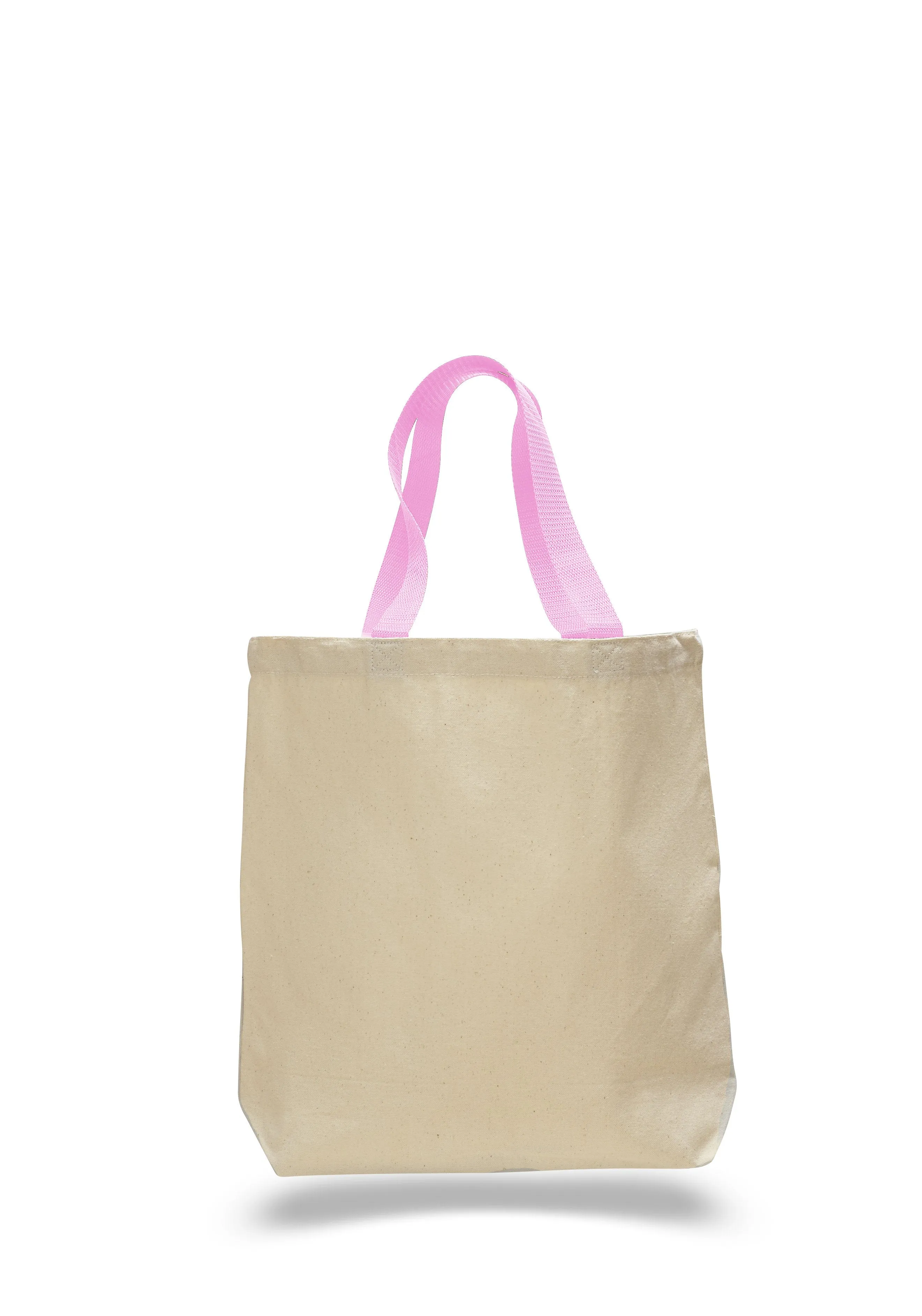 144 ct 100% Cotton Canvas Tote Bags with Color Handles - By Case