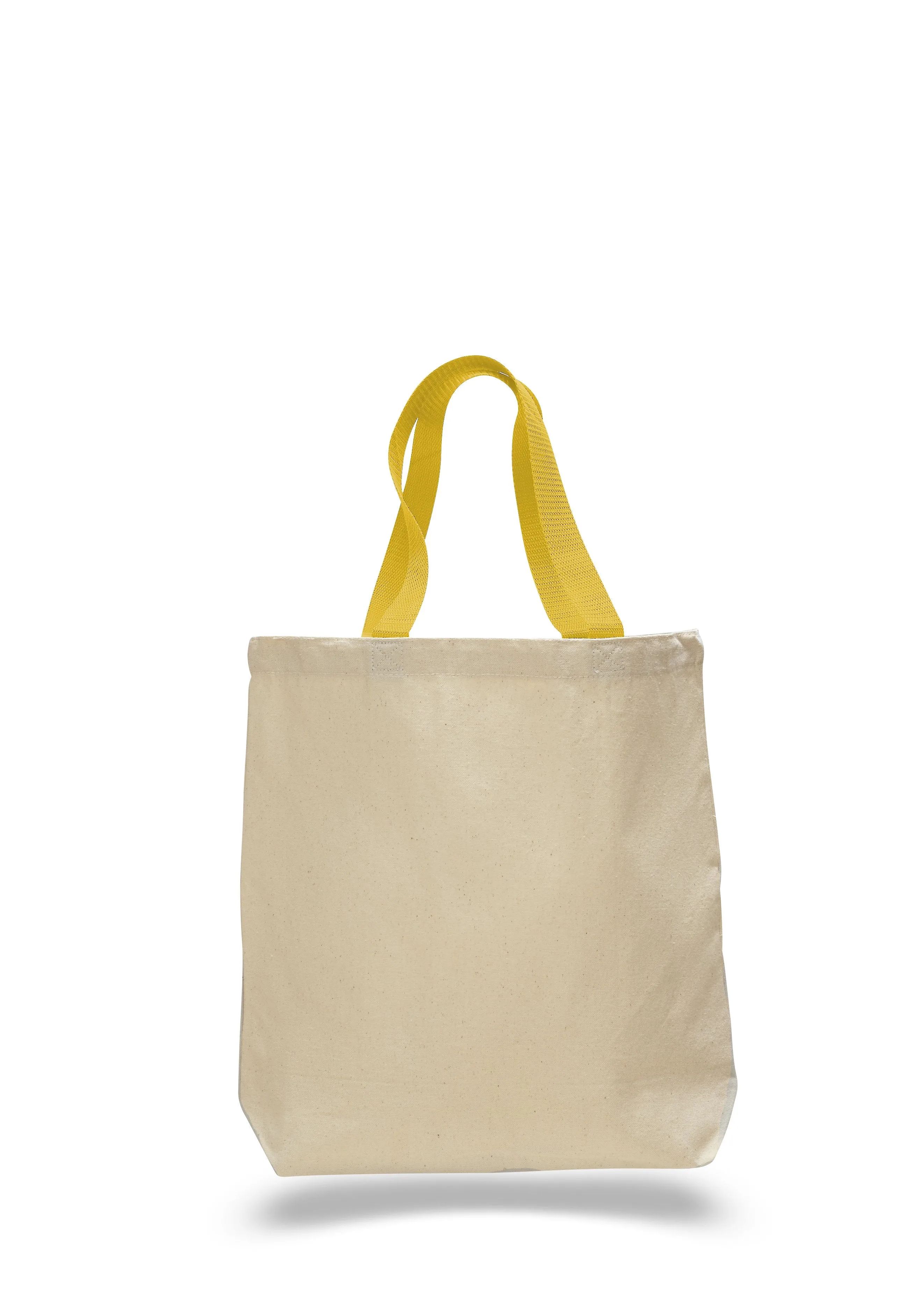 144 ct 100% Cotton Canvas Tote Bags with Color Handles - By Case