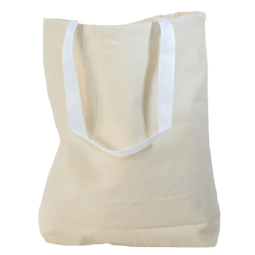 144 ct 100% Cotton Canvas Tote Bags with Color Handles - By Case