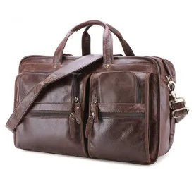 17" Leather Large Storage Laptop Bag J6489