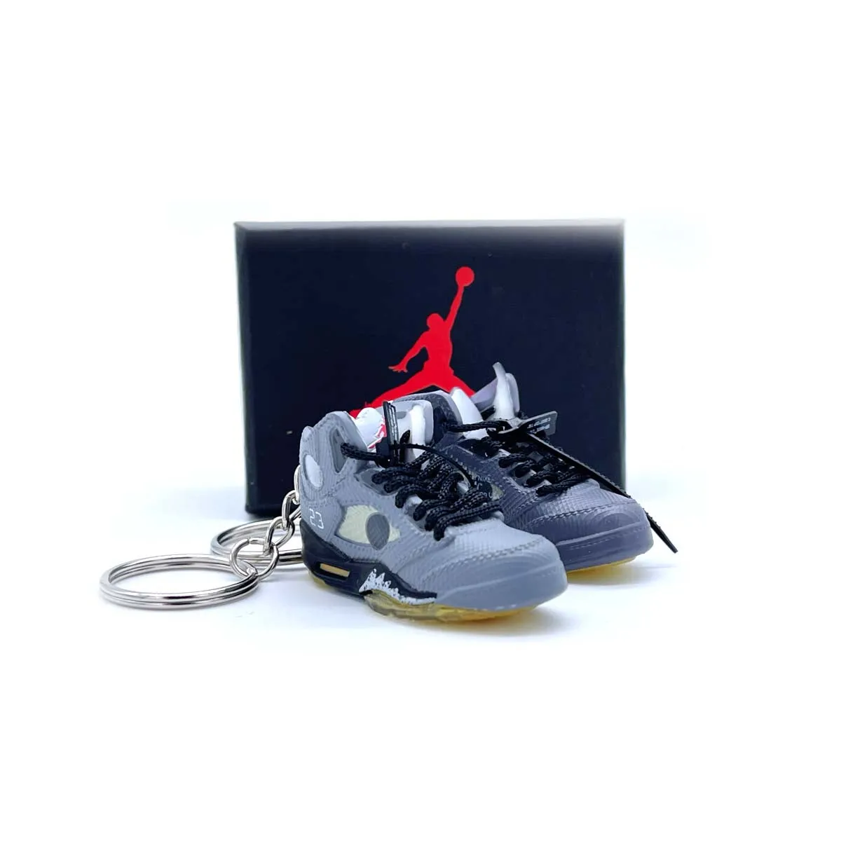 3D Sneaker Keychain- Air Jordan 5 Off-White Muslum Pair