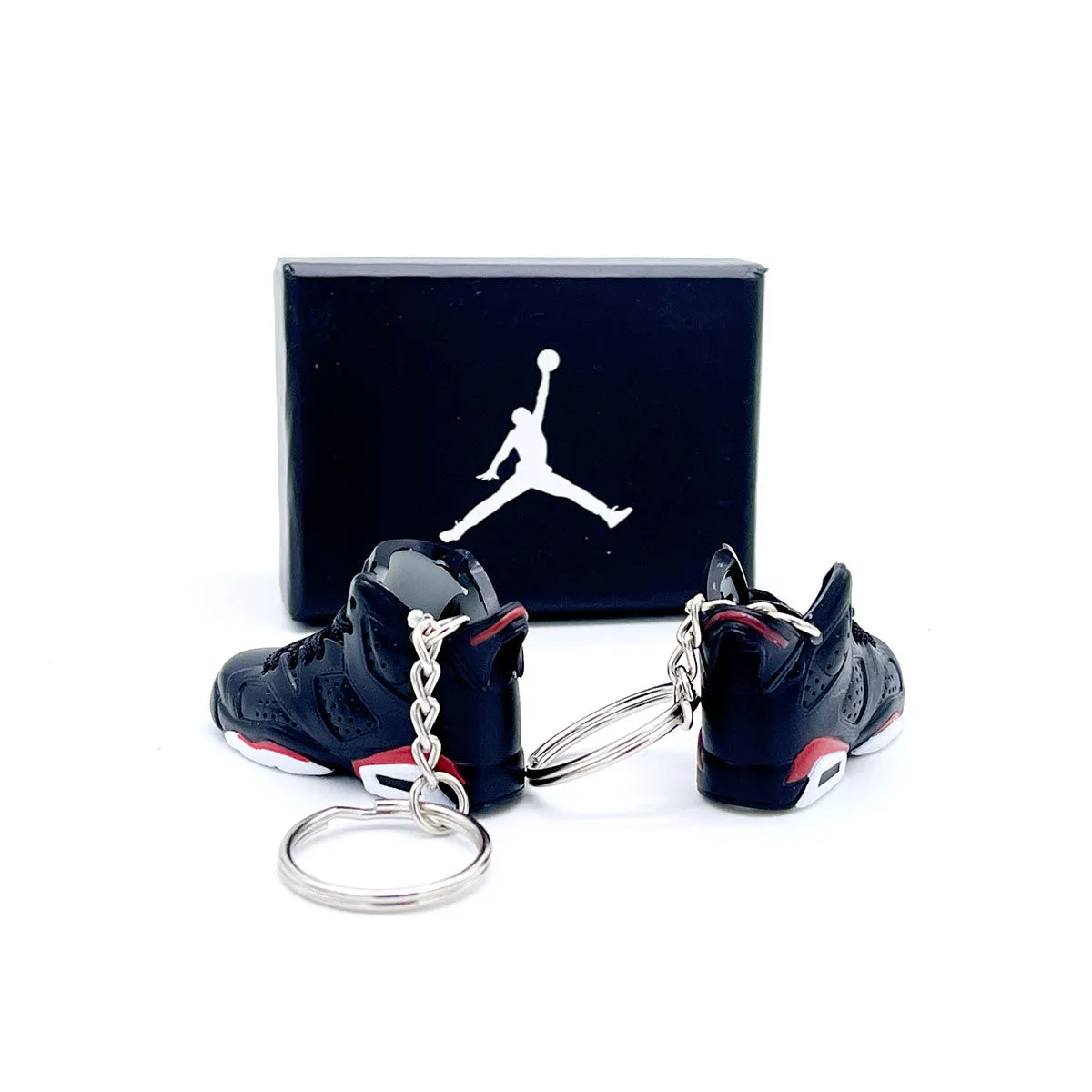 3D Sneaker Keychain- Air Jordan 6 Black Infrared Pair