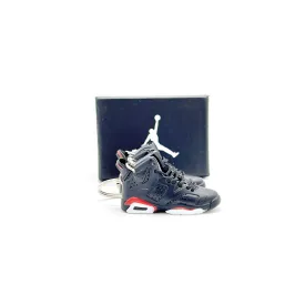 3D Sneaker Keychain- Air Jordan 6 Black Infrared Pair