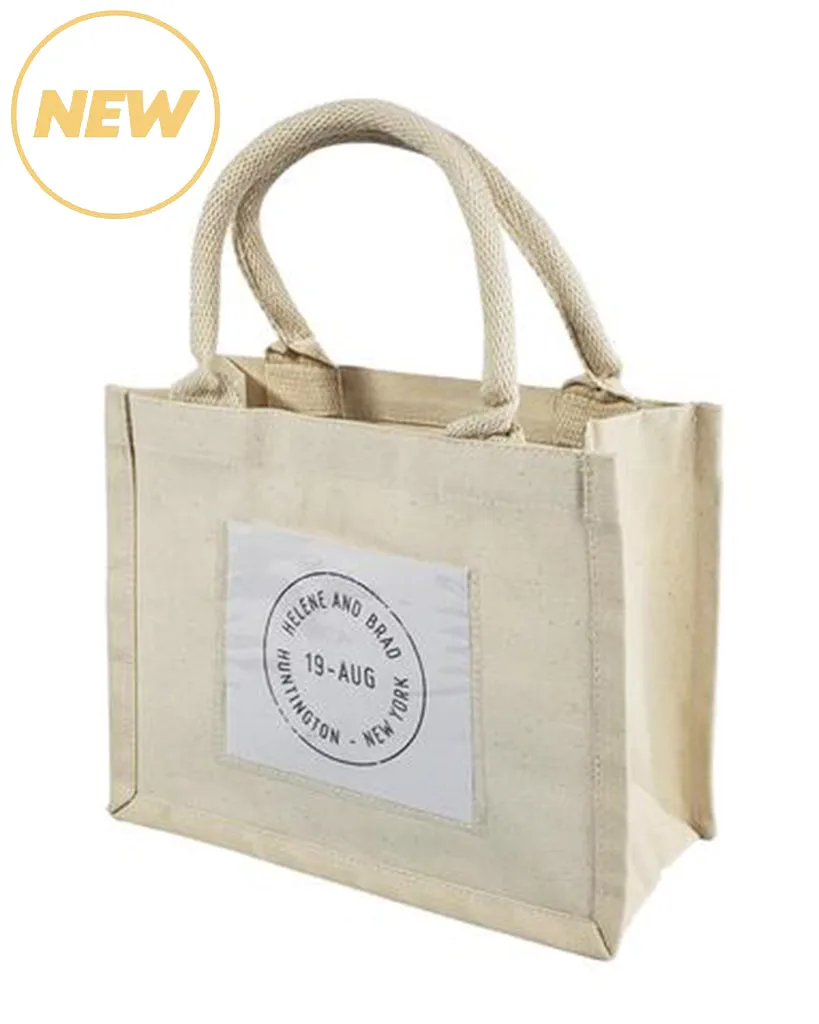 6 ct Natural Canvas Wedding Favor Tote Bags with Front Pocket - By Bundle