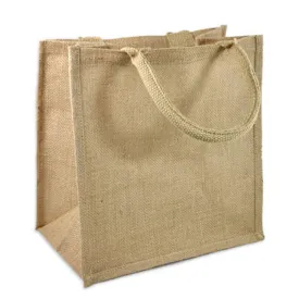 6 ct Square Burlap Bags - Wholesale Jute Tote Bags W/Deep Full Gusset - By Bundle