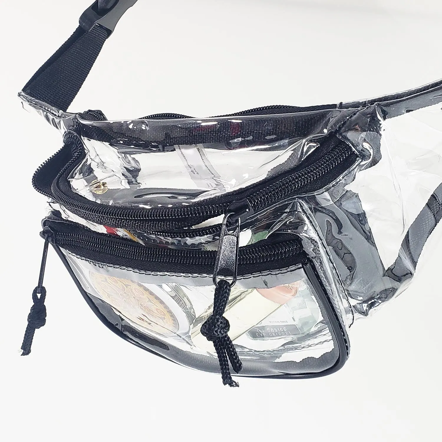 6 ct Three Zipper Clear Fanny Pack - By Bundle