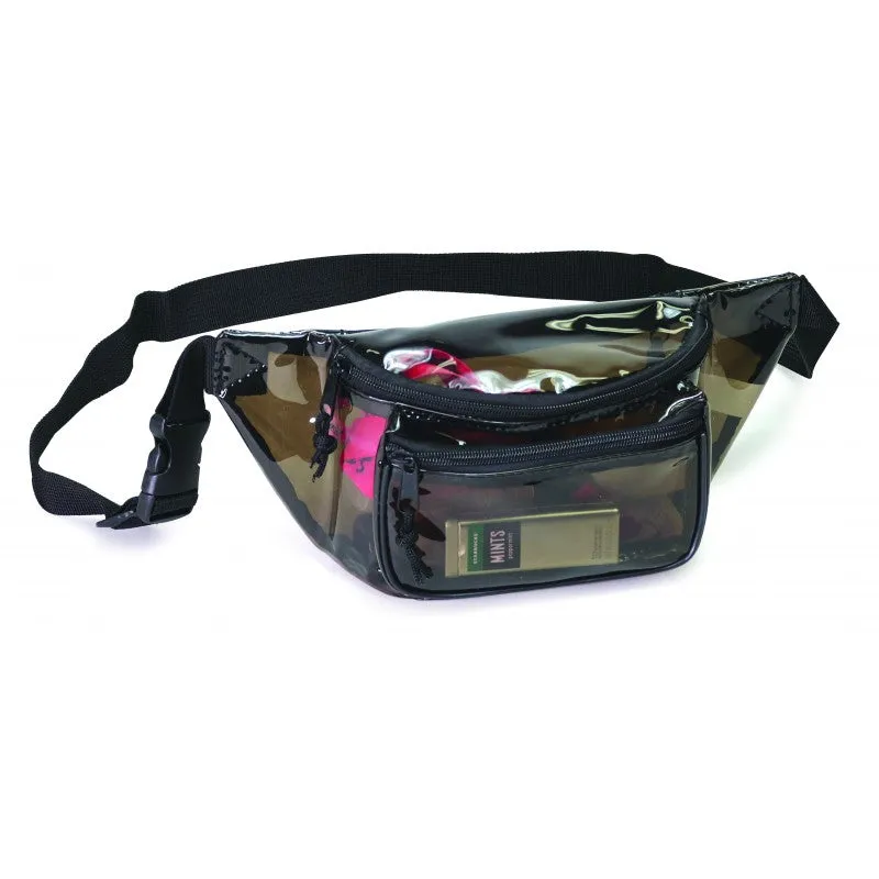 6 ct Three Zipper Clear Fanny Pack - By Bundle