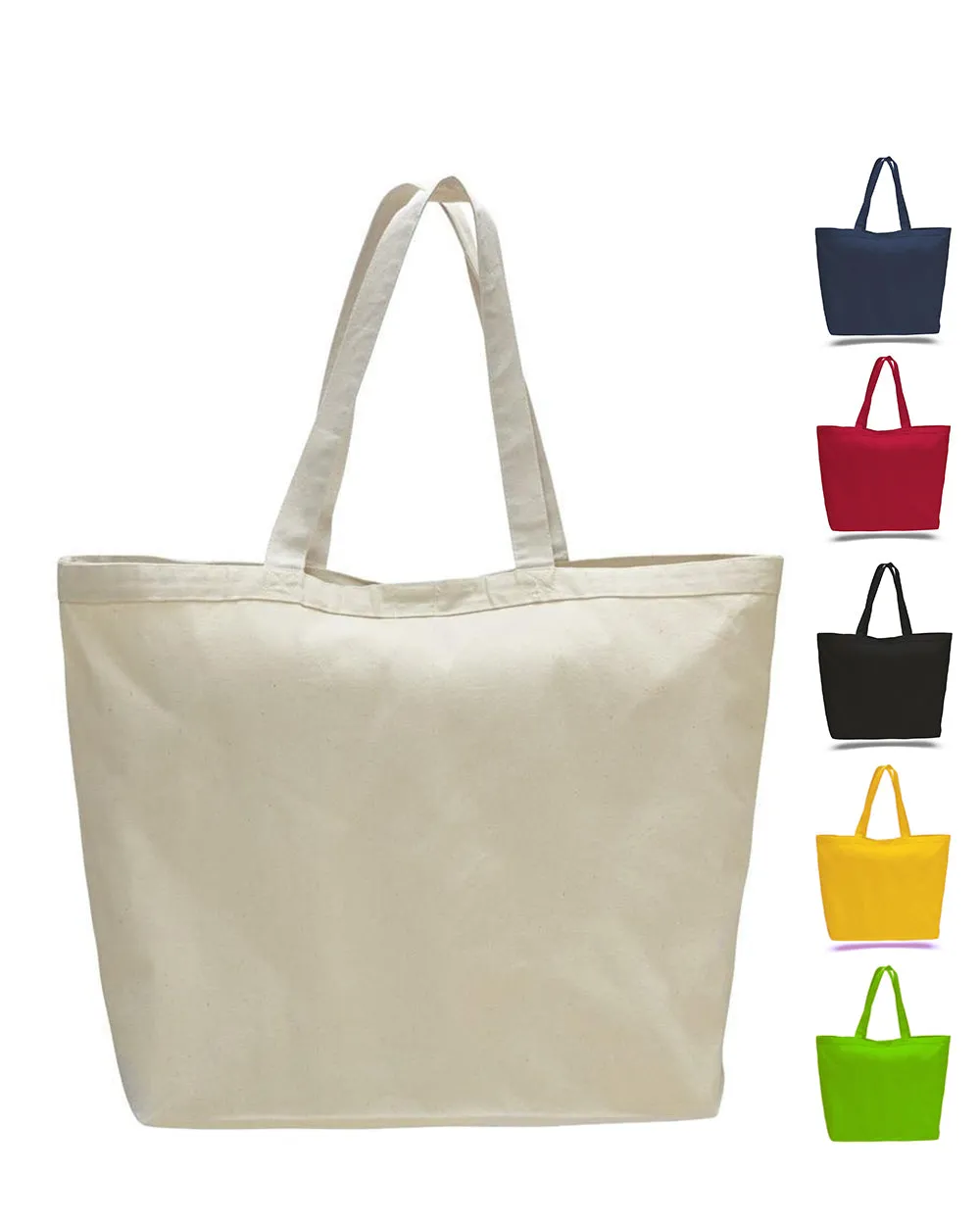 72 ct Extra-Large Heavy Canvas Tote Bags with Hook and Loop Closure - By Case