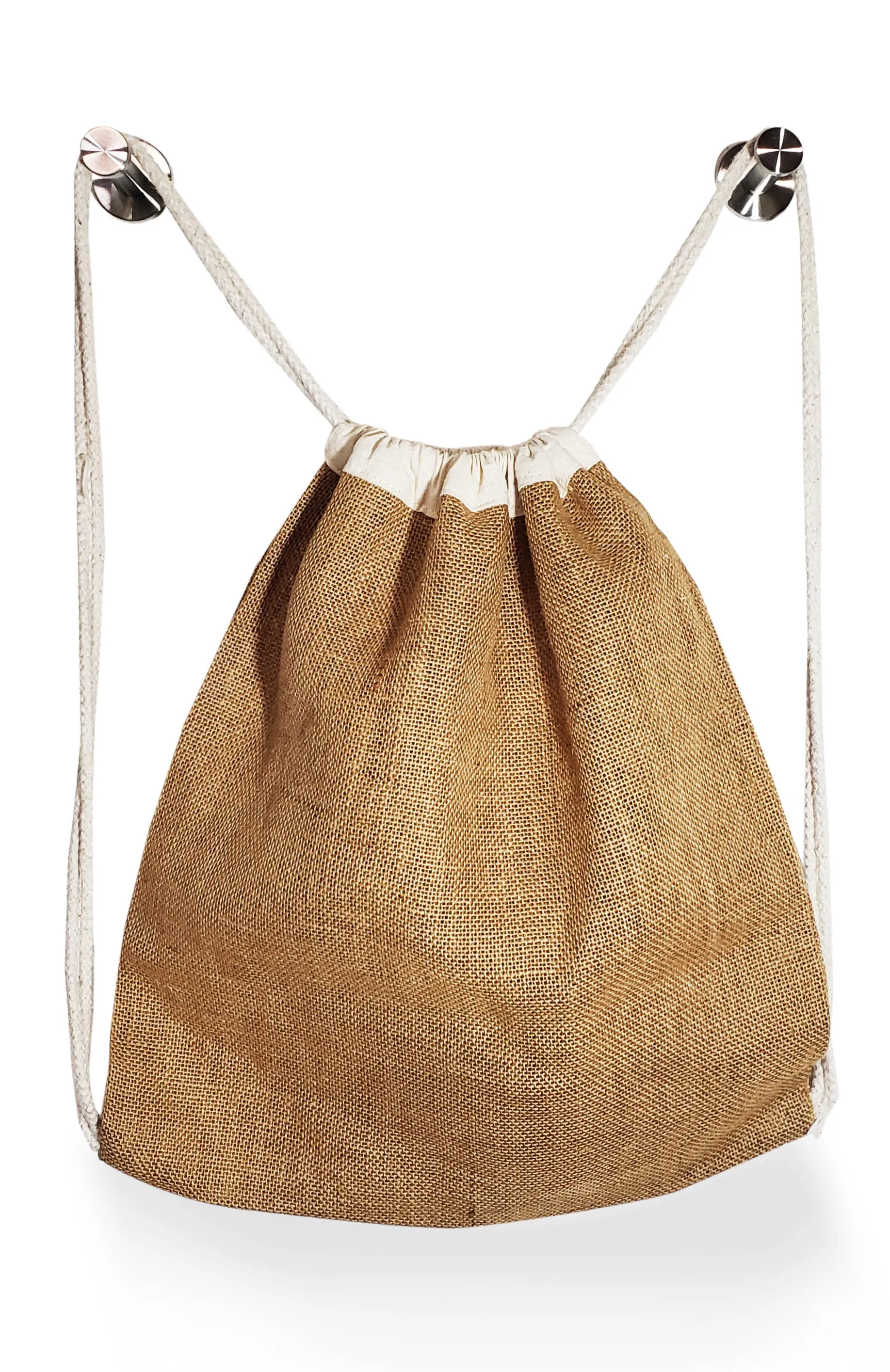 96 ct Jute Drawstring Bags / Natural Burlap Backpacks - By Case