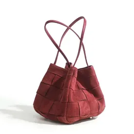 Aili Suede Lattice Bucket Bags