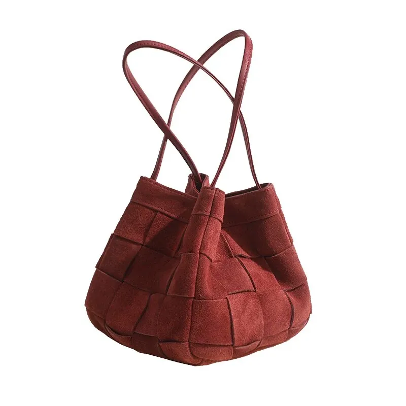 Aili Suede Lattice Bucket Bags