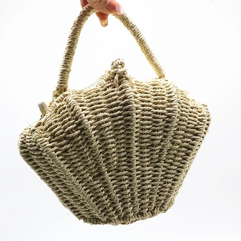 Ark Seashell Straw Rattan Shoulder Chain Bags - 2 Styles