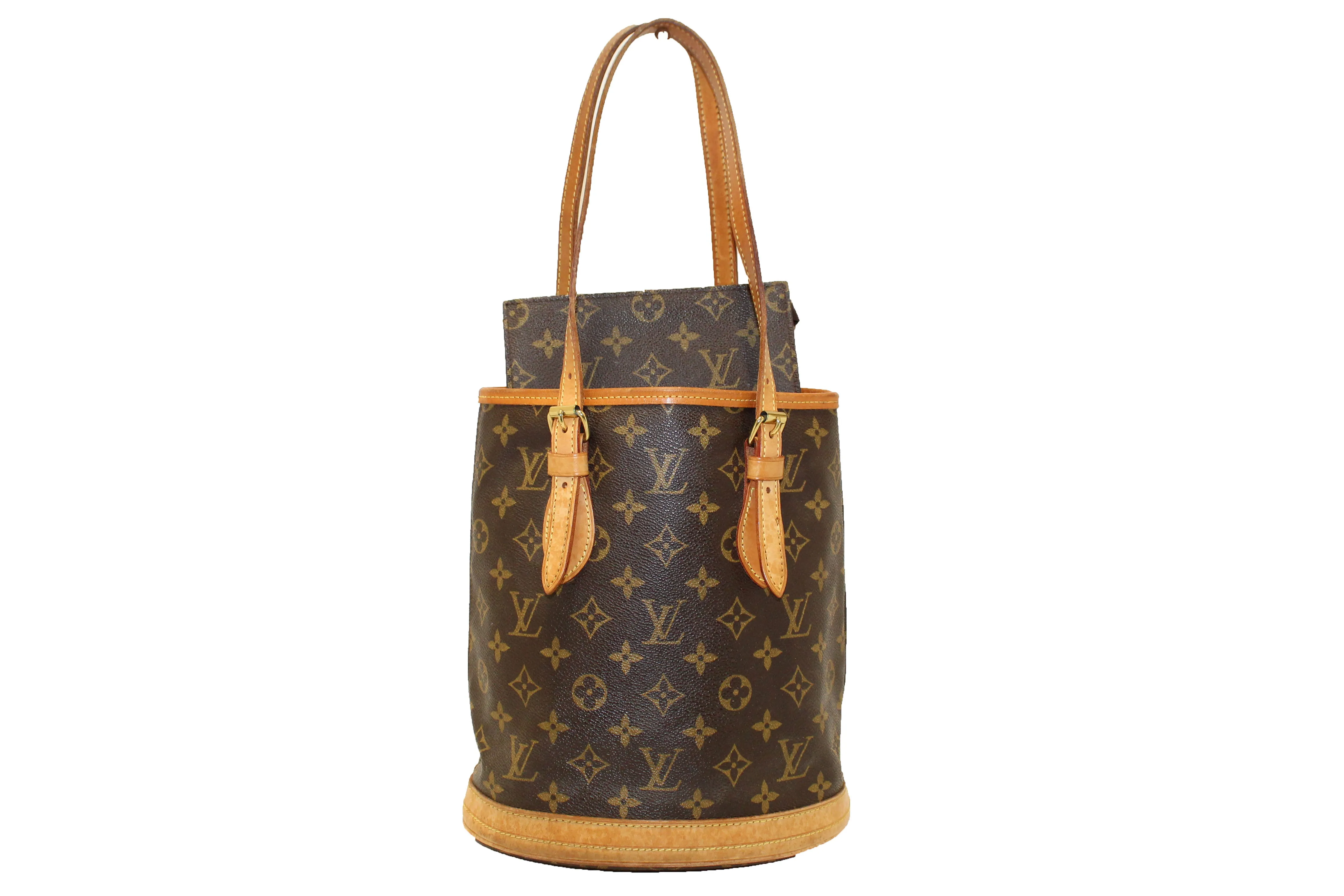 Authentic Louis Vuitton Classic Monogram Bucket PM Shoulder Bag