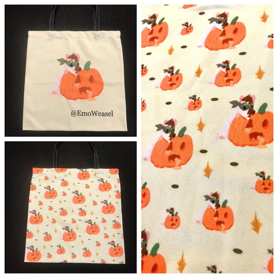 Bandit Guinea Pig Halloween Pumpkin Tote Bags