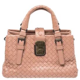 Beige Intrecciato Leather Mini Roma Tote