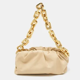 Beige Leather The Chain Pouch Bag