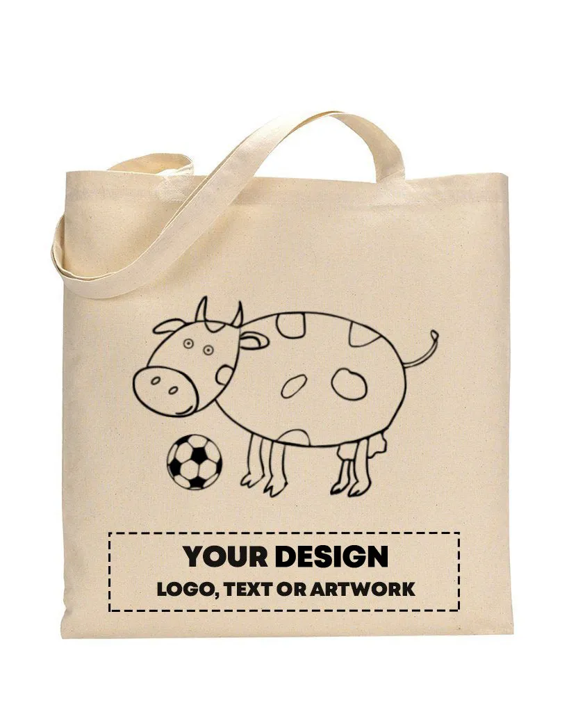 Black Color Baby Cow Tote Bag (Basic Level) - Coloring-Painting Bags for Kids