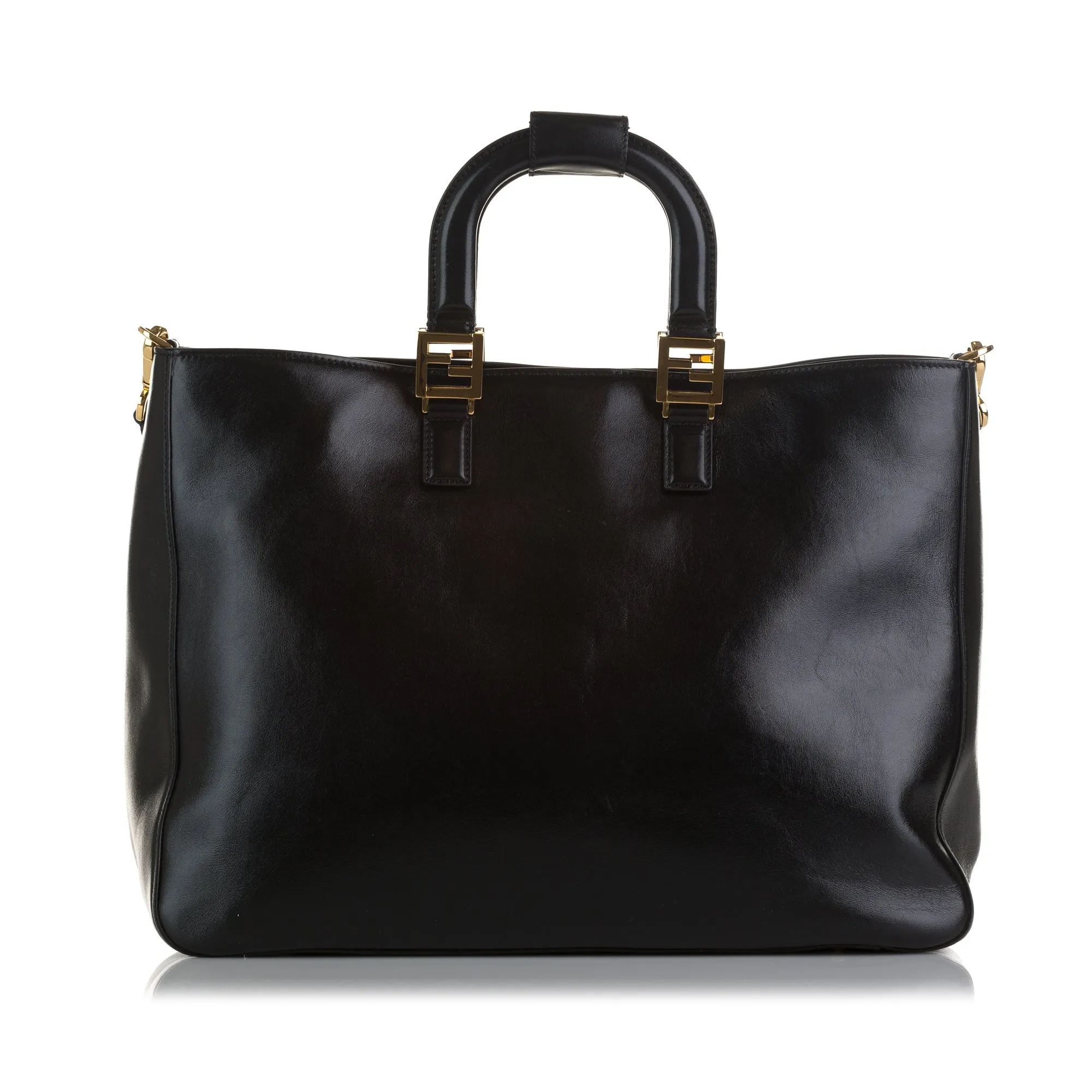 Black Fendi Large Glacier FF Tote Satchel