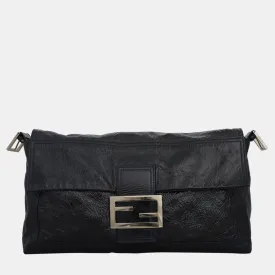 Black Patent Leather Baguette Clutch Bag