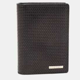 Black Textured Leather Bifold Card Case