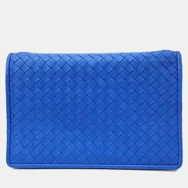 Blue Intrecciato Leather Mesh Crossbody Bag