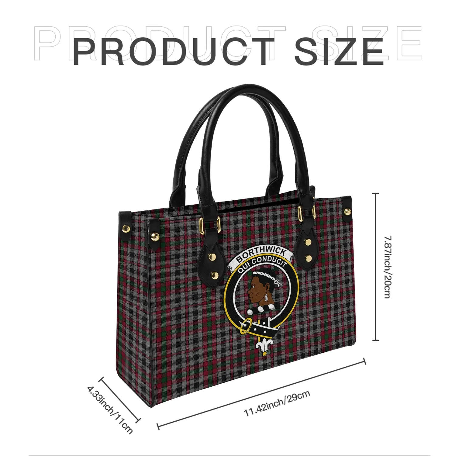 Borthwick Tartan Leather Bag with Family Crest