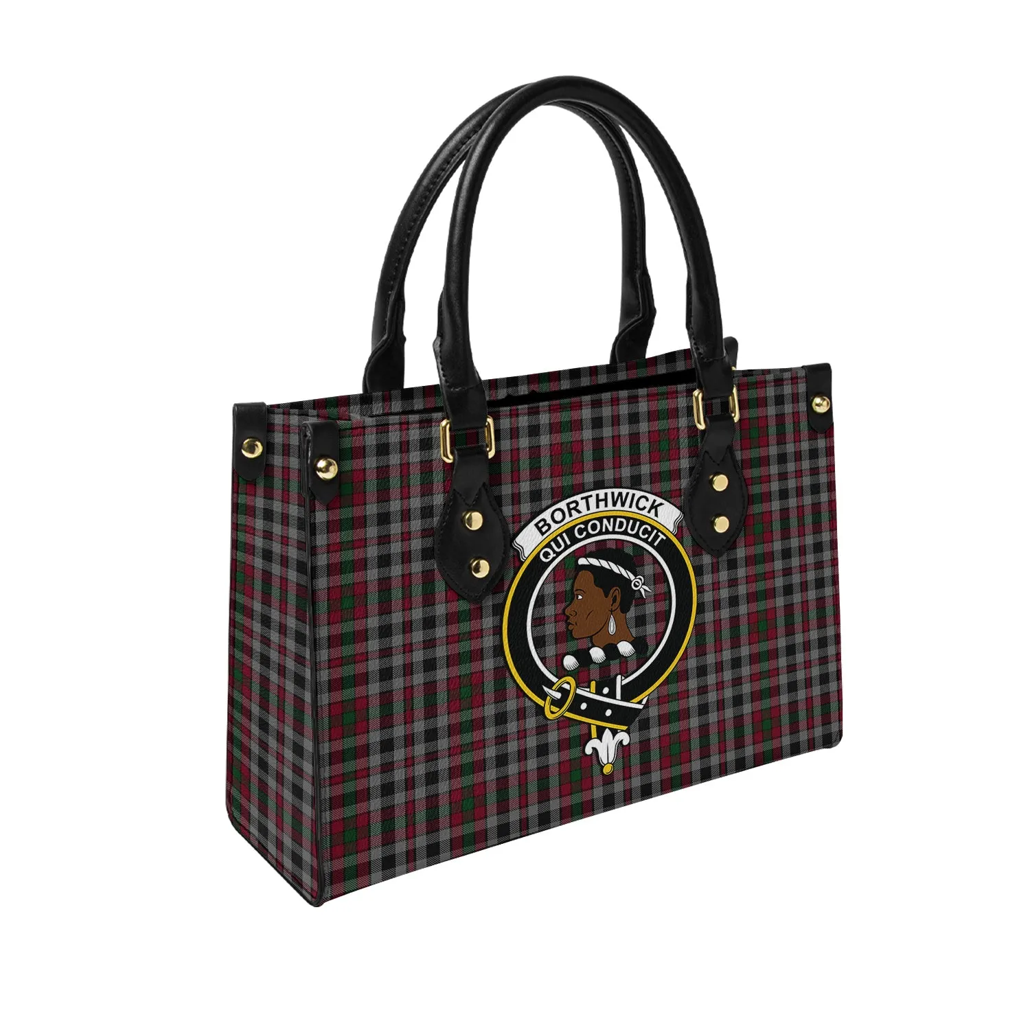 Borthwick Tartan Leather Bag with Family Crest