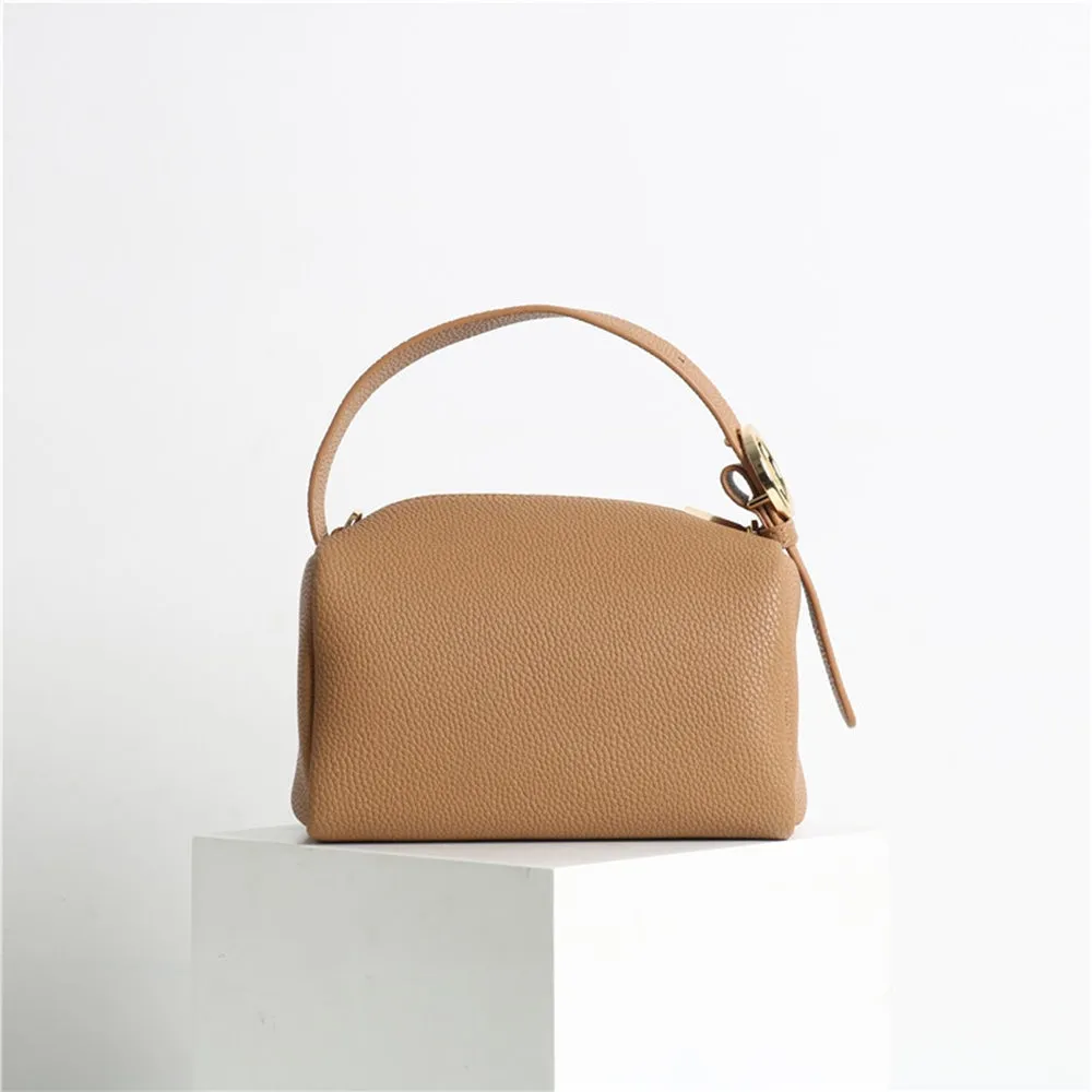 Boston Leather Top Handle Bowler Chain Bag