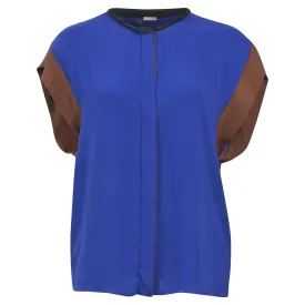 Bottega Veneta Colorblock Blouse in Blue Silk