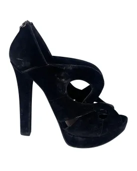 Bottega Veneta Cut Out Heels in Black Velvet