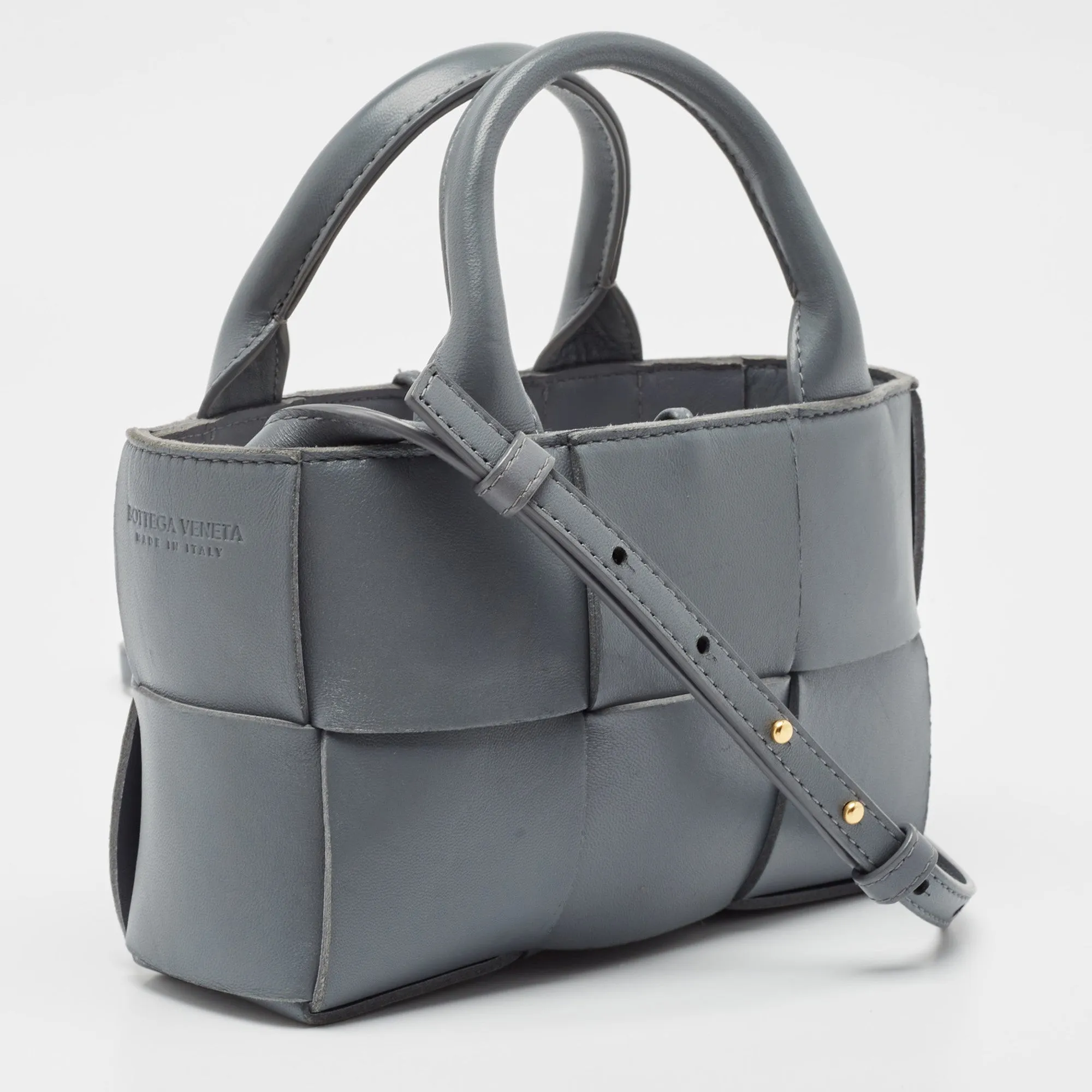 Bottega Veneta Grey Intreccio Leather Candy Arco Tote