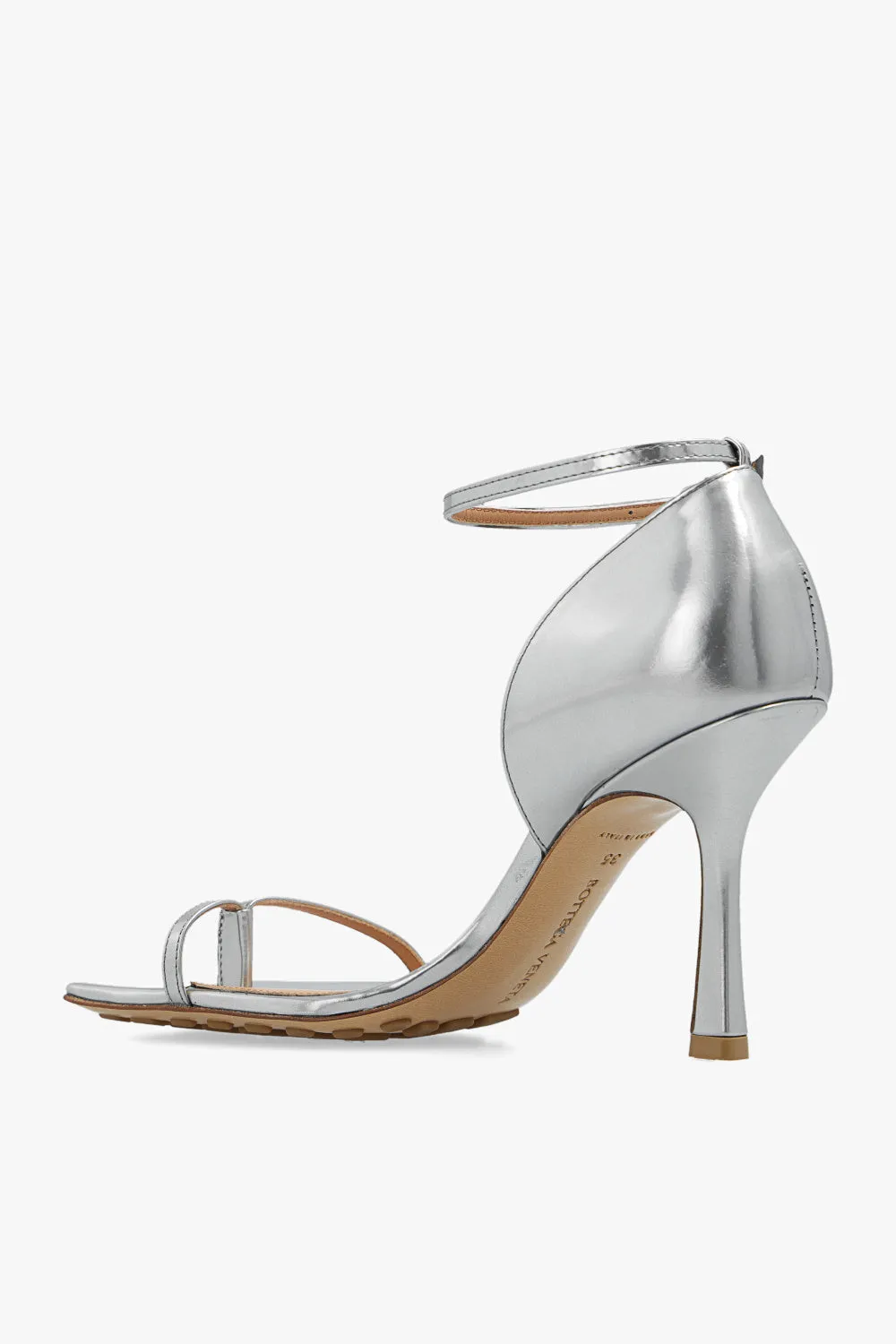 Bottega Veneta New Women's Open Toe Heeled Shoes In Silver