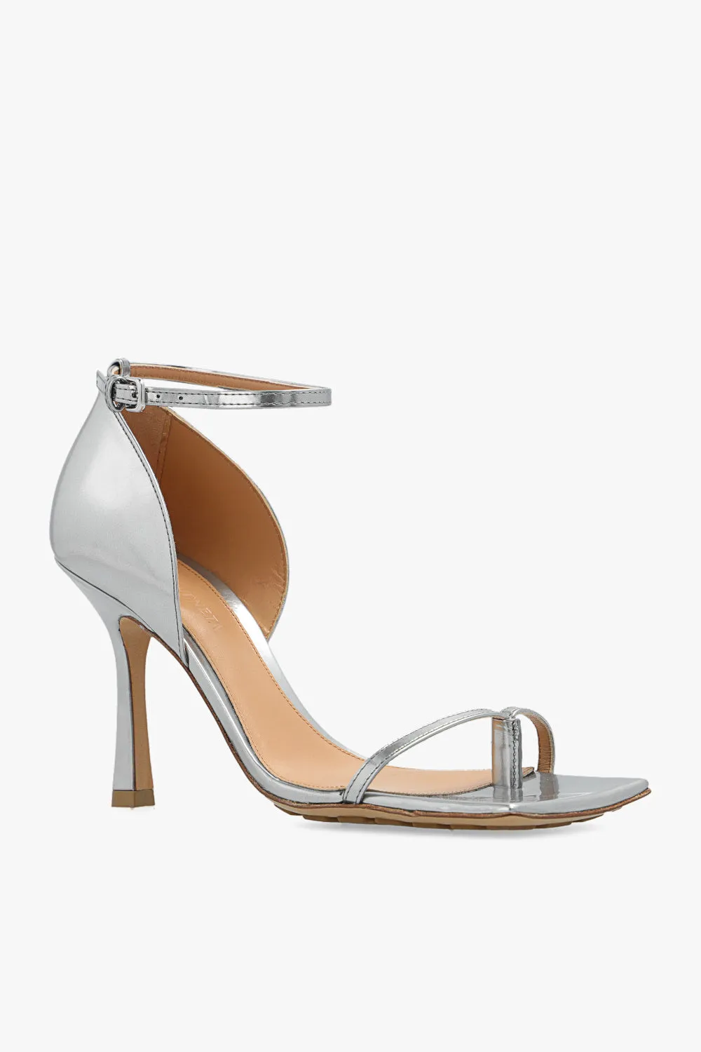 Bottega Veneta New Women's Open Toe Heeled Shoes In Silver