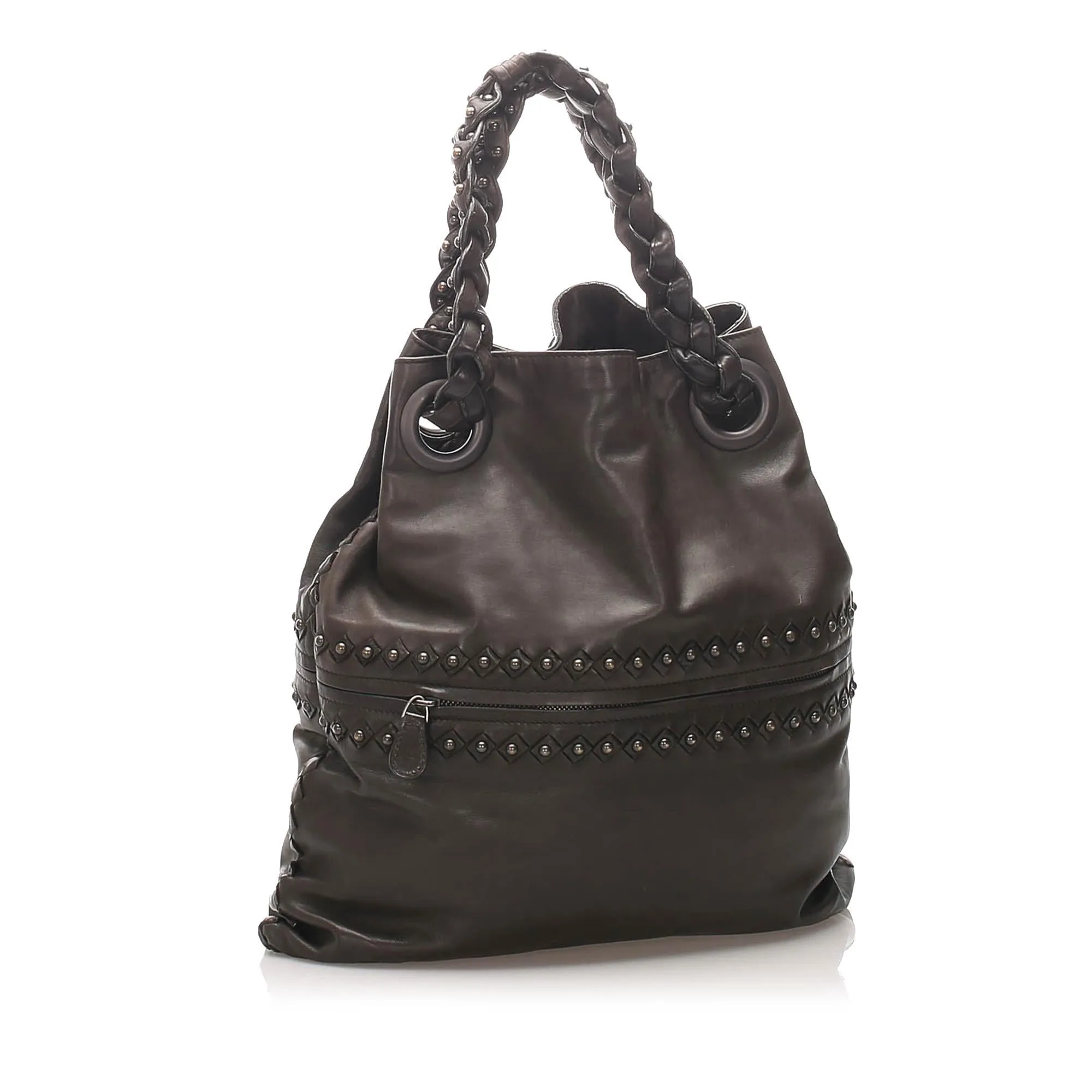 Bottega Veneta Studded Intrecciato Leather Tote Bag (SHG-12248)