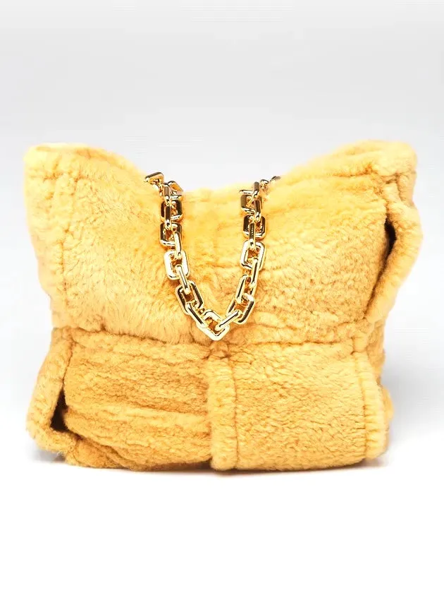 BOTTEGA VENETA THE CHAIN INTRECCIATO SHEARLING TOTE BAG