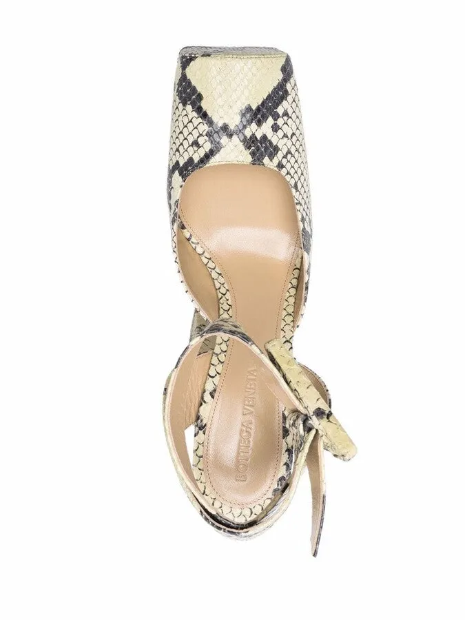 BOTTEGA VENETA TOWER PYTHON EFFECT PLATFORM LEATHER PUMPS