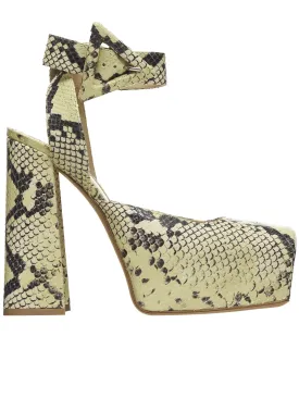 BOTTEGA VENETA TOWER PYTHON EFFECT PLATFORM LEATHER PUMPS