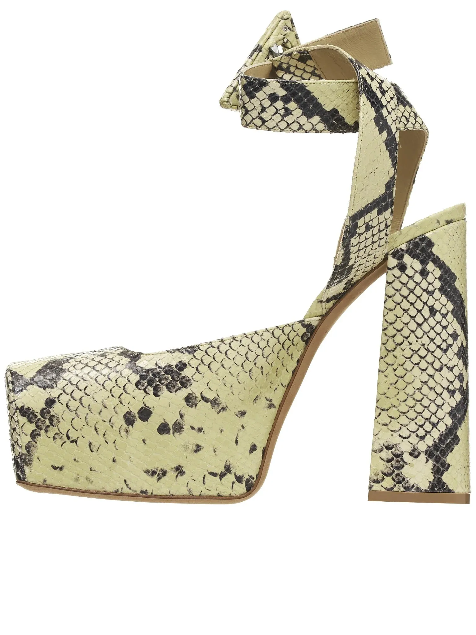 BOTTEGA VENETA TOWER PYTHON EFFECT PLATFORM LEATHER PUMPS