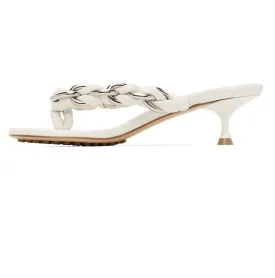 BOTTEGA VENETA WHITE CHAIN DOT MULE SANDALS