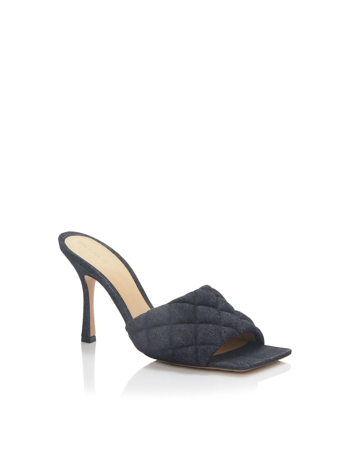 BOTTEGA VENETA Womens Navy Quilted Square Toe Stiletto Slip On Dress Heeled