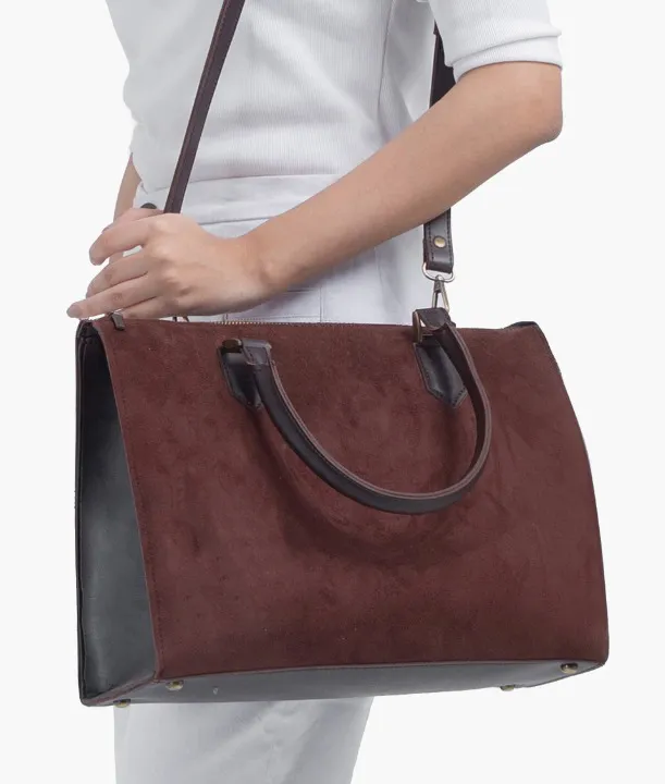 Brown Velvet Handbag For Women 599