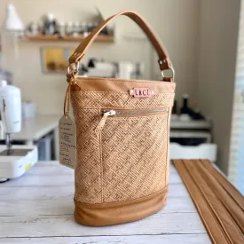 Bucket in Raffia Weave, Camel