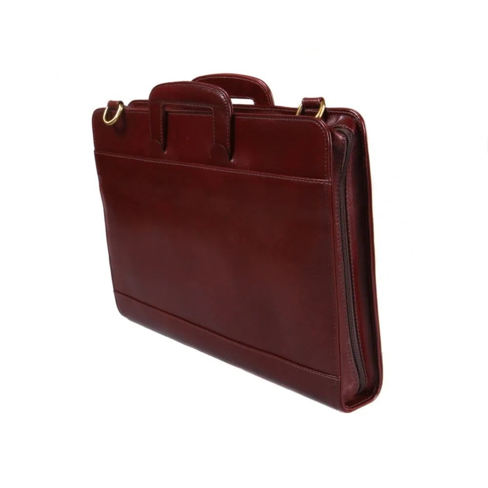 Burlington Leather Briefcase - Dark Tan