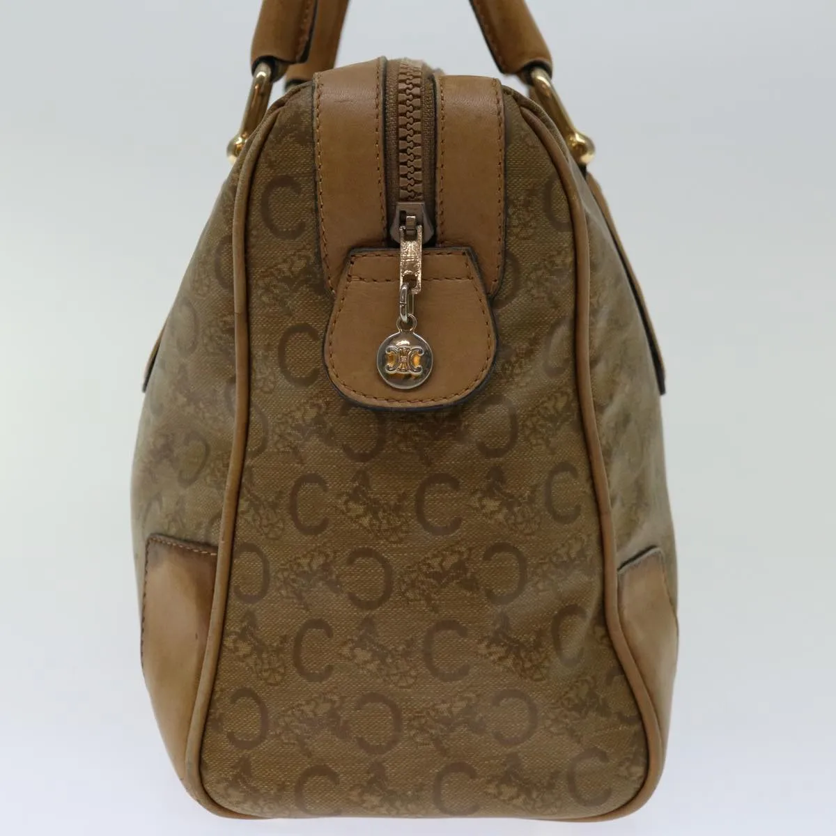 CELINE C Macadam Canvas Hand Bag Beige Auth 68571