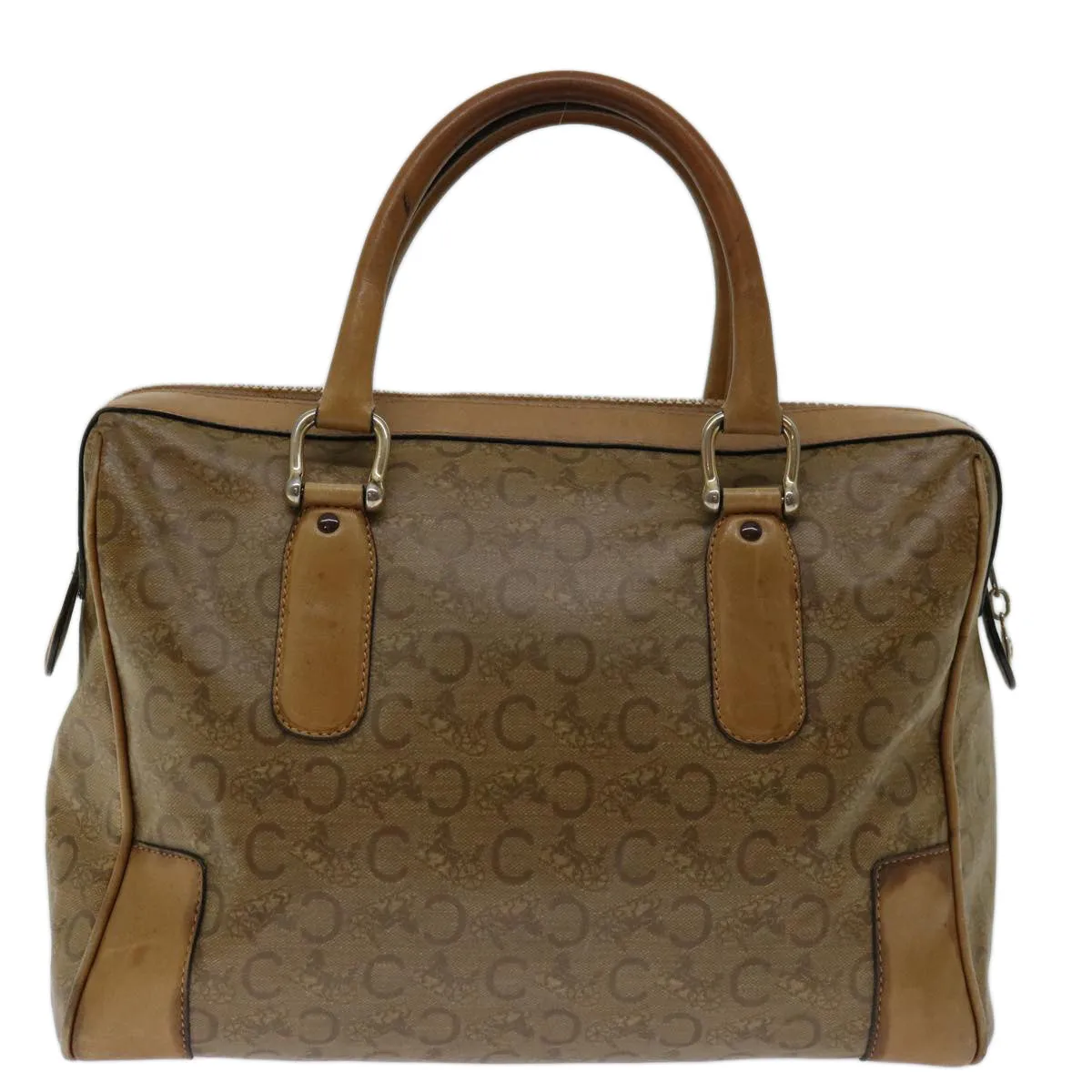 CELINE C Macadam Canvas Hand Bag Beige Auth 68571